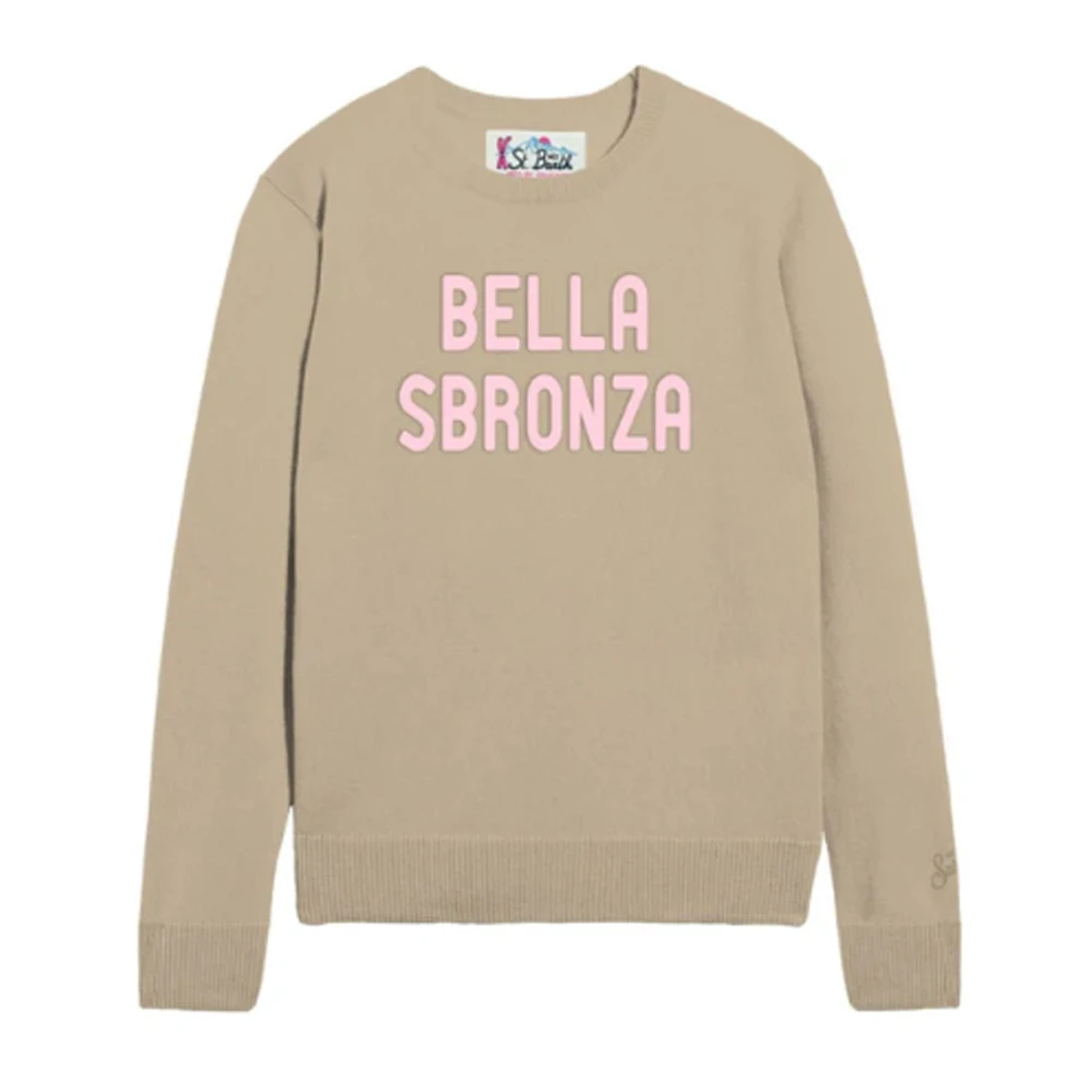 Mc2 Saint Barth Women's Beige Round-Neck Knitwear, M, New Queen Jumper