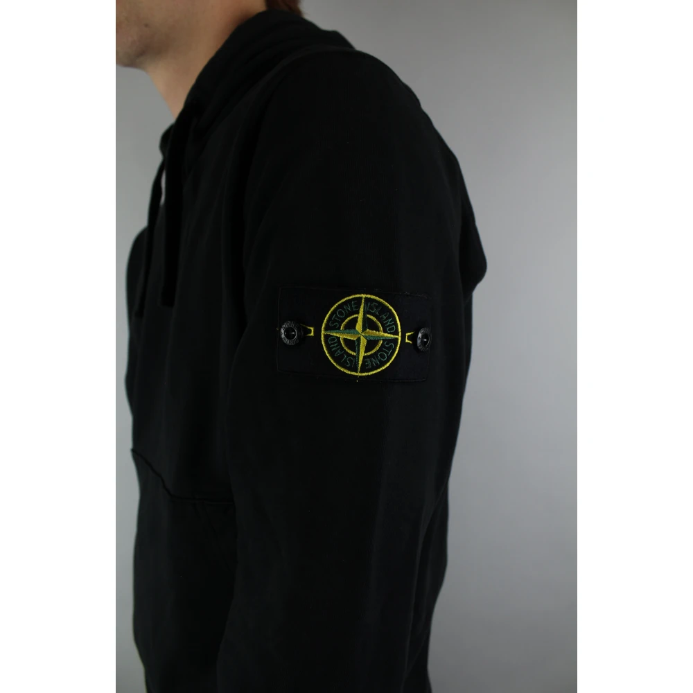 Stone Island Zwarte Katoenen Fleece Hoodie Black Heren