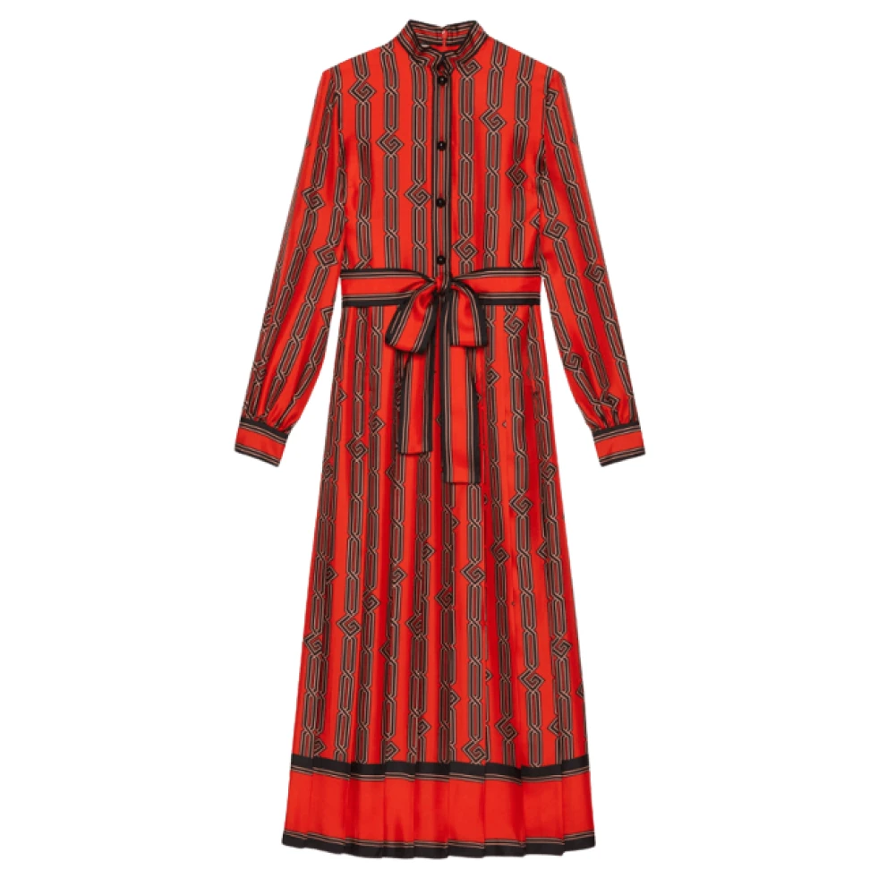 Gucci Square G kettingprint jas met riem Red Dames