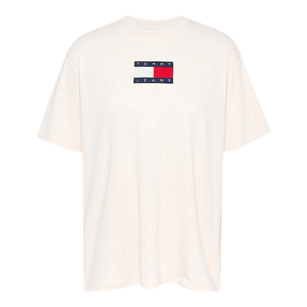 Tommy Hilfiger Streetwear T-shirt met Opvallende Branding Beige Dames
