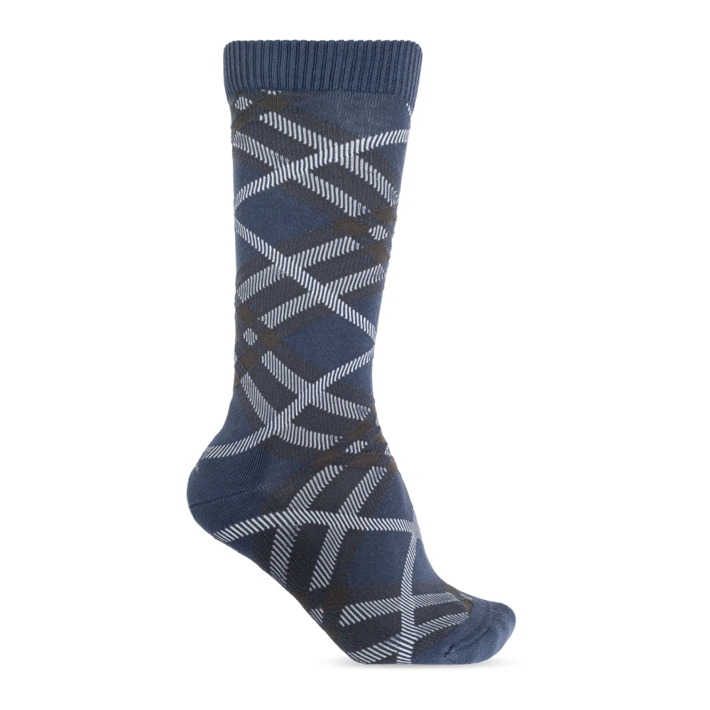 Burberry Geruite sokken Blue Heren