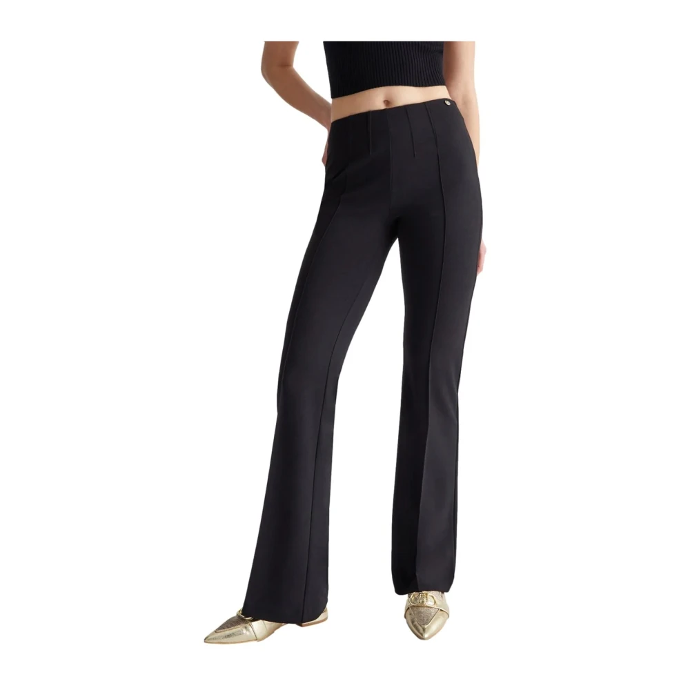 Liu Jo Hoge Taille Flare Broek Nero Black Dames