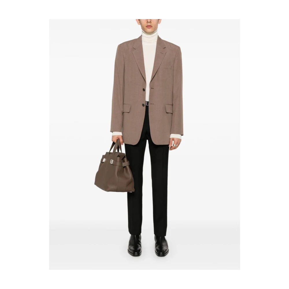Jil Sander Grijze Wollen Trui Hoge Hals Beige Heren