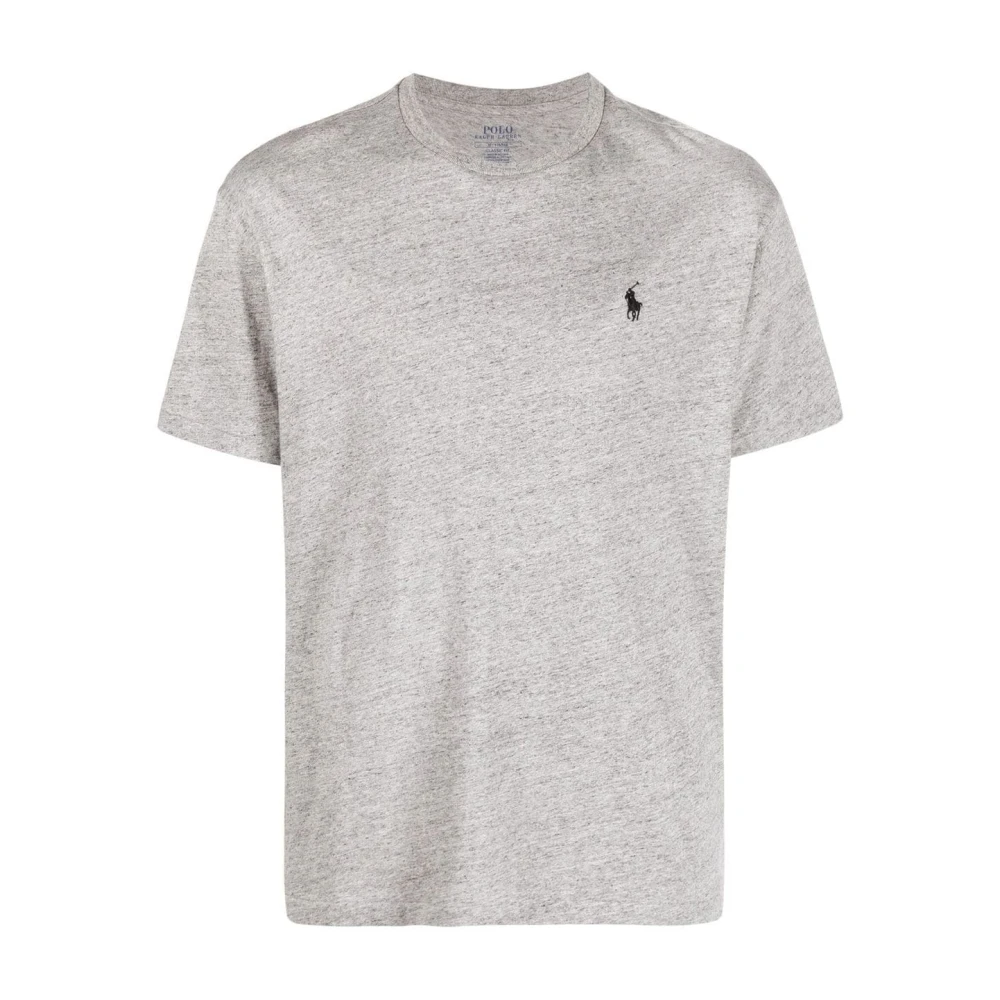 Ralph Lauren Geborduurd Custom Slim Fit Katoenen T-Shirt Gray Heren