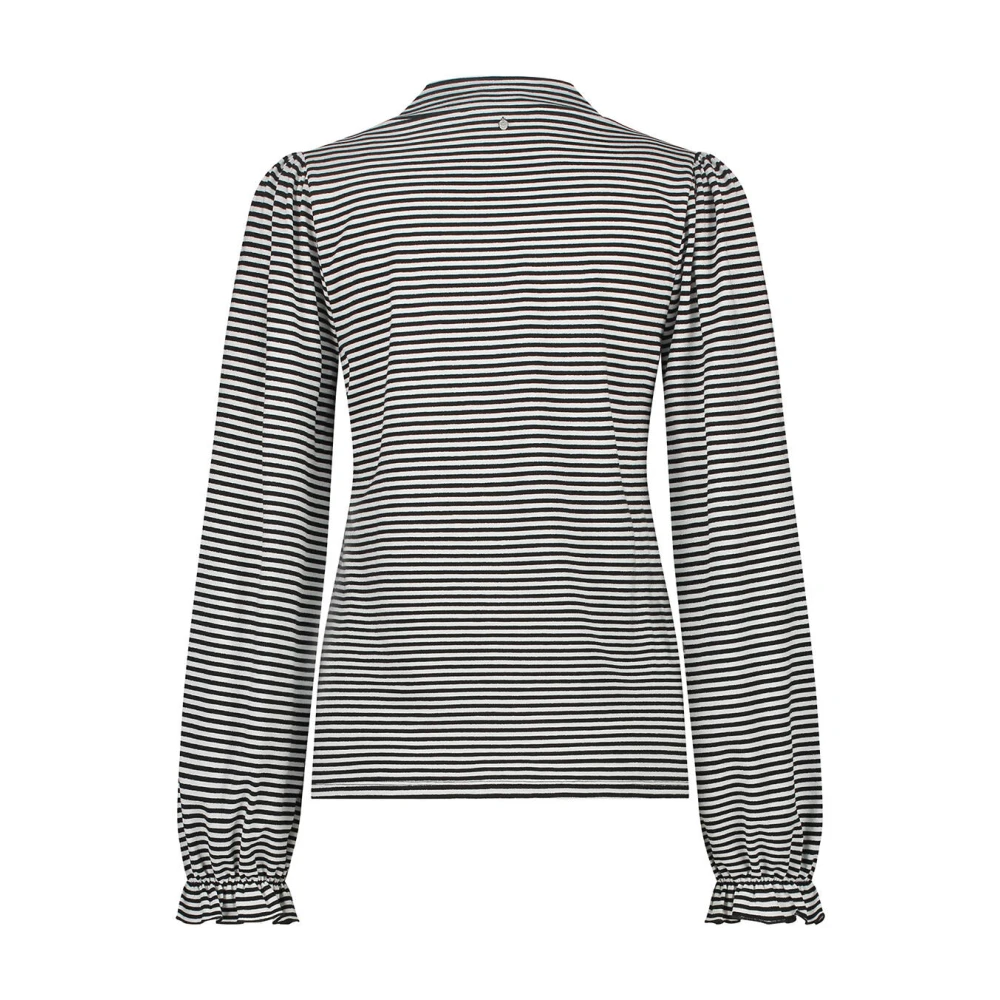 Tramontana Gestreepte Lurex Top Lange Mouw Black Dames