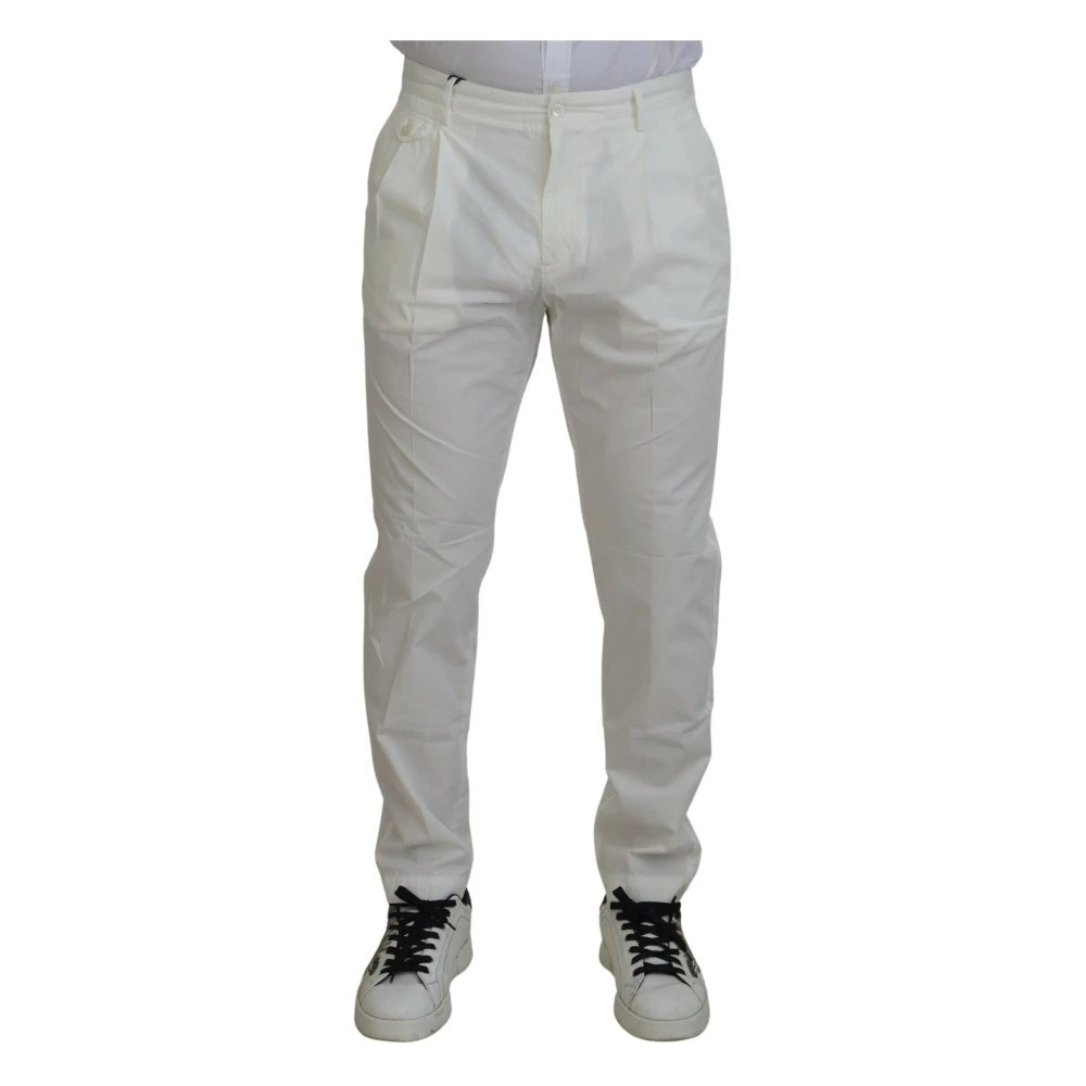 Dolce & Gabbana Men's White Cotton Skinny Chino Pants