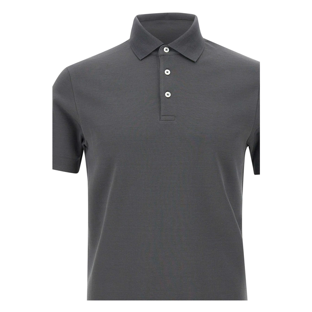 Herno Rookgrijze Polo Shirt Klassieke Kraag Gray Heren