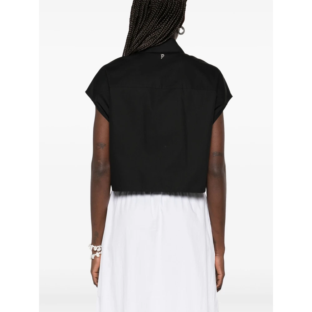 Dondup Mouwloze Geknipte Blouse Black Dames