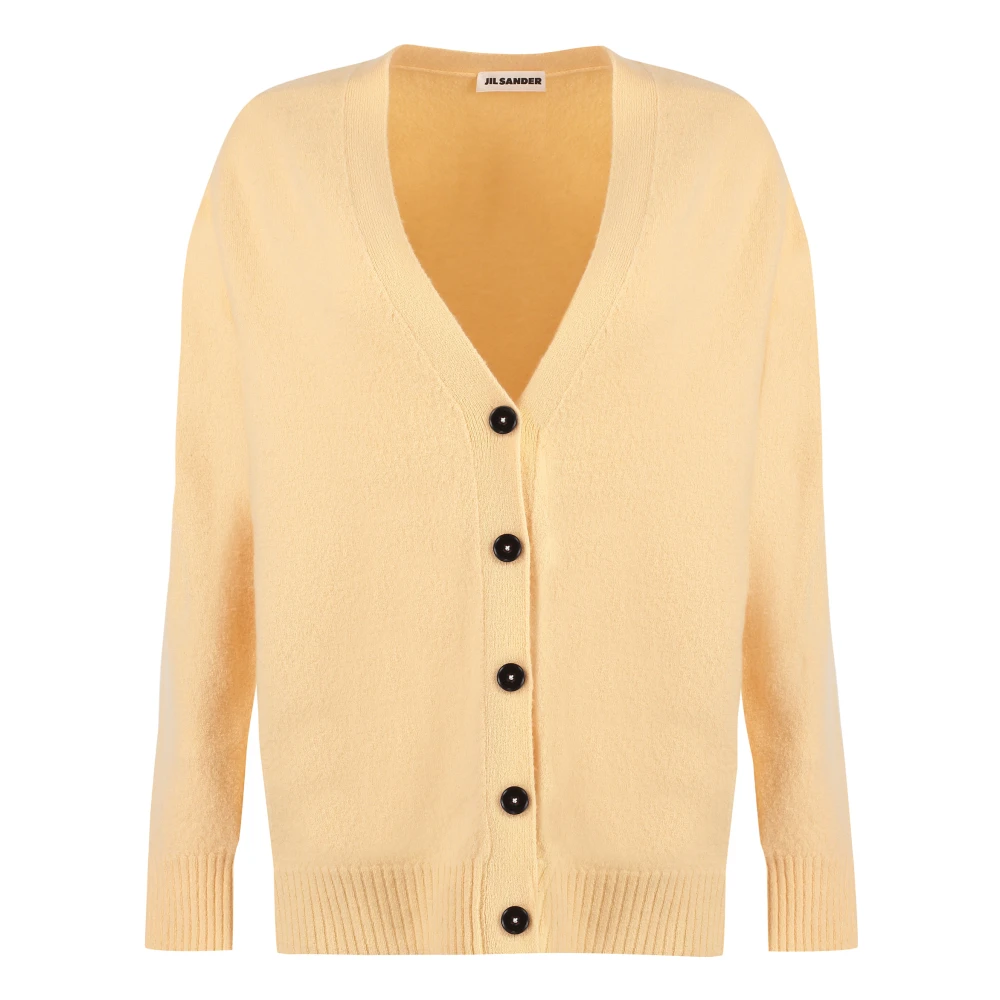 Jil Sander Women's Orange Ribbed Merino Wool Cardigan