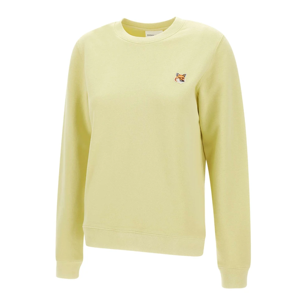 Maison Kitsuné Gele Katoenen Sweatshirt met Logopatch Yellow Dames