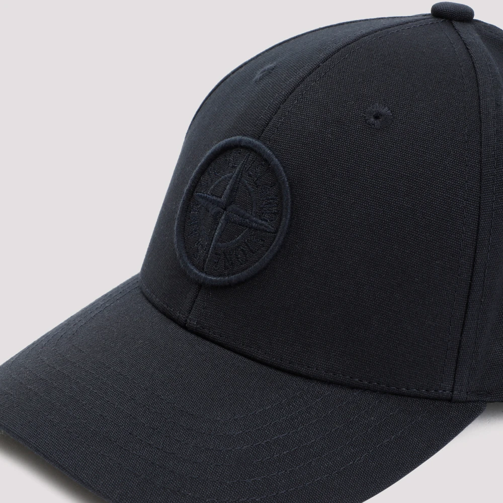 Stone Island Navy Blauwe Katoenen Hoed met Kompas Logo Blue Heren