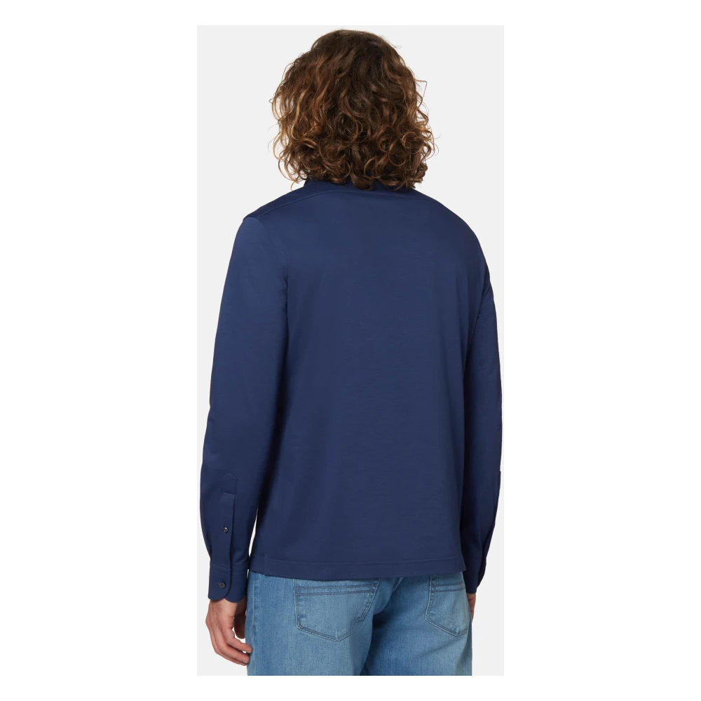 Boggi Milano Japanse Jersey Polo Shirt Blue Heren