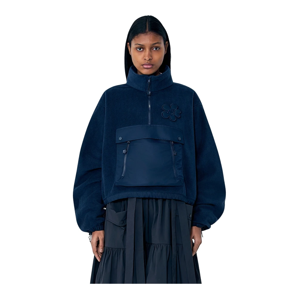 Cecilie Bahnsen Women's Blue Bastian High-Neck Fleece Pullover
