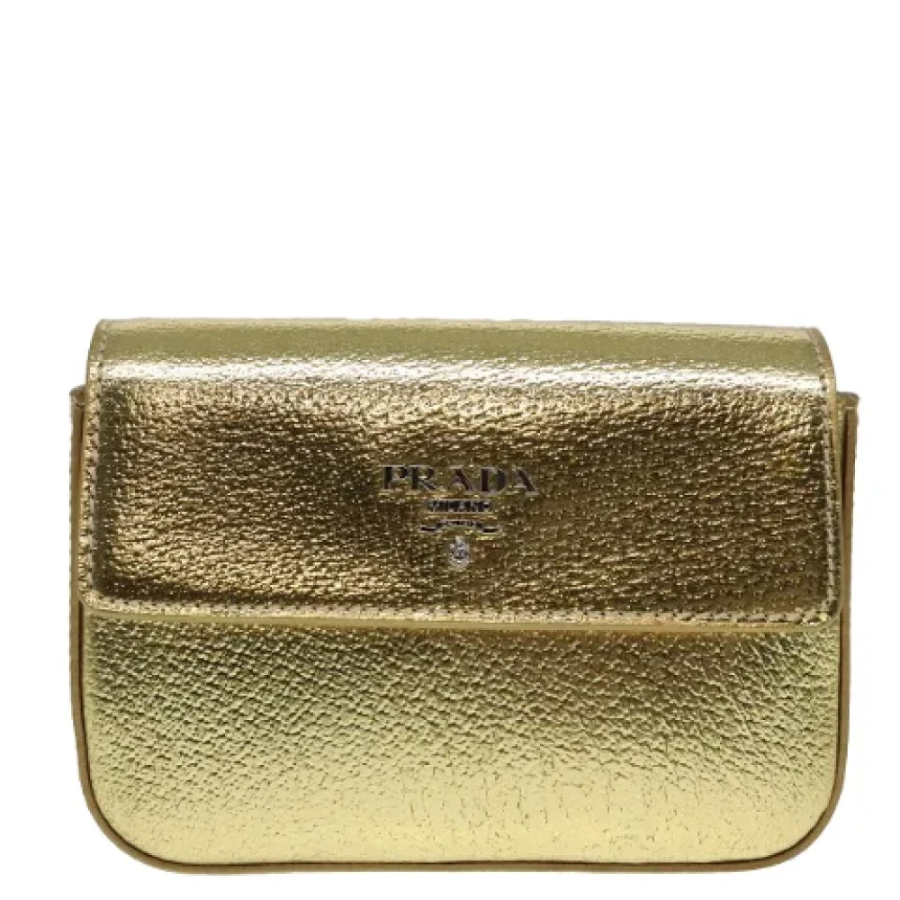 Prada Vintage Pre-owned Leather pouches Yellow Dames