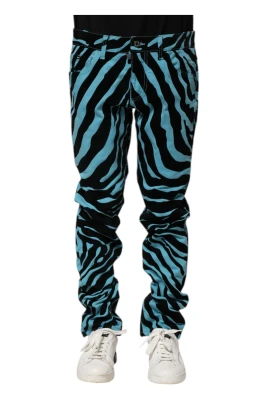 Blå Svart Randig Skinny Denim Jeans