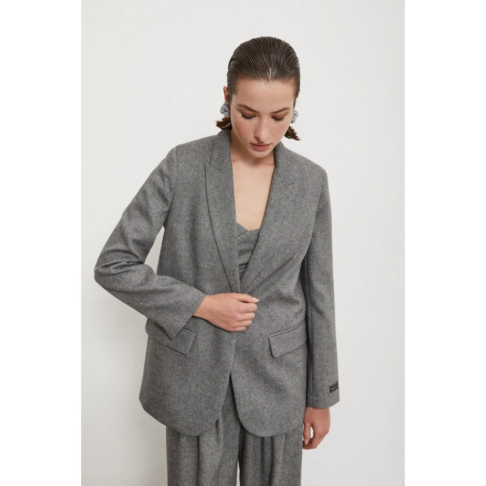 Ottod'Ame Elegante wollen blend blazer Gray Dames