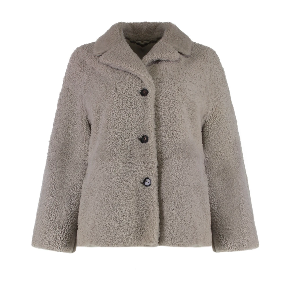 Max Mara Women's Gray Violante Short Sheepskin Jacket - Faux Fur & Shearling Jackets - 2XS - Jackets