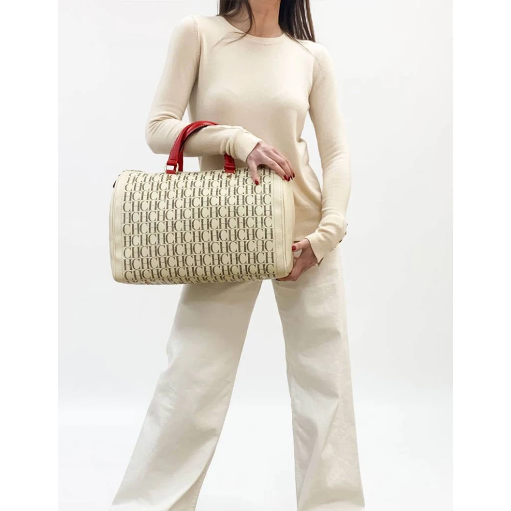 Carolina Herrera Bowlingtas met lederen effect Beige Dames