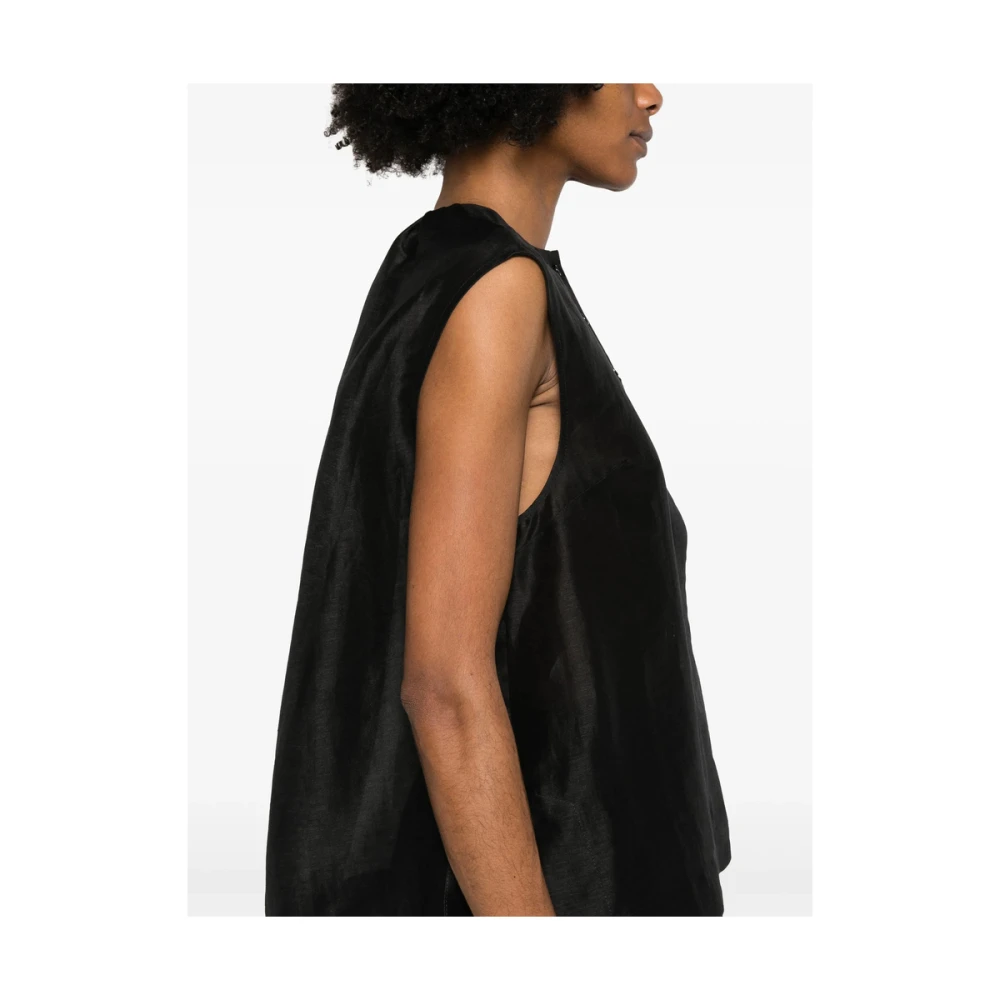 Mark Kenly Domino Tan Zwarte Mouwloze Crew Neck Sweater Black Dames