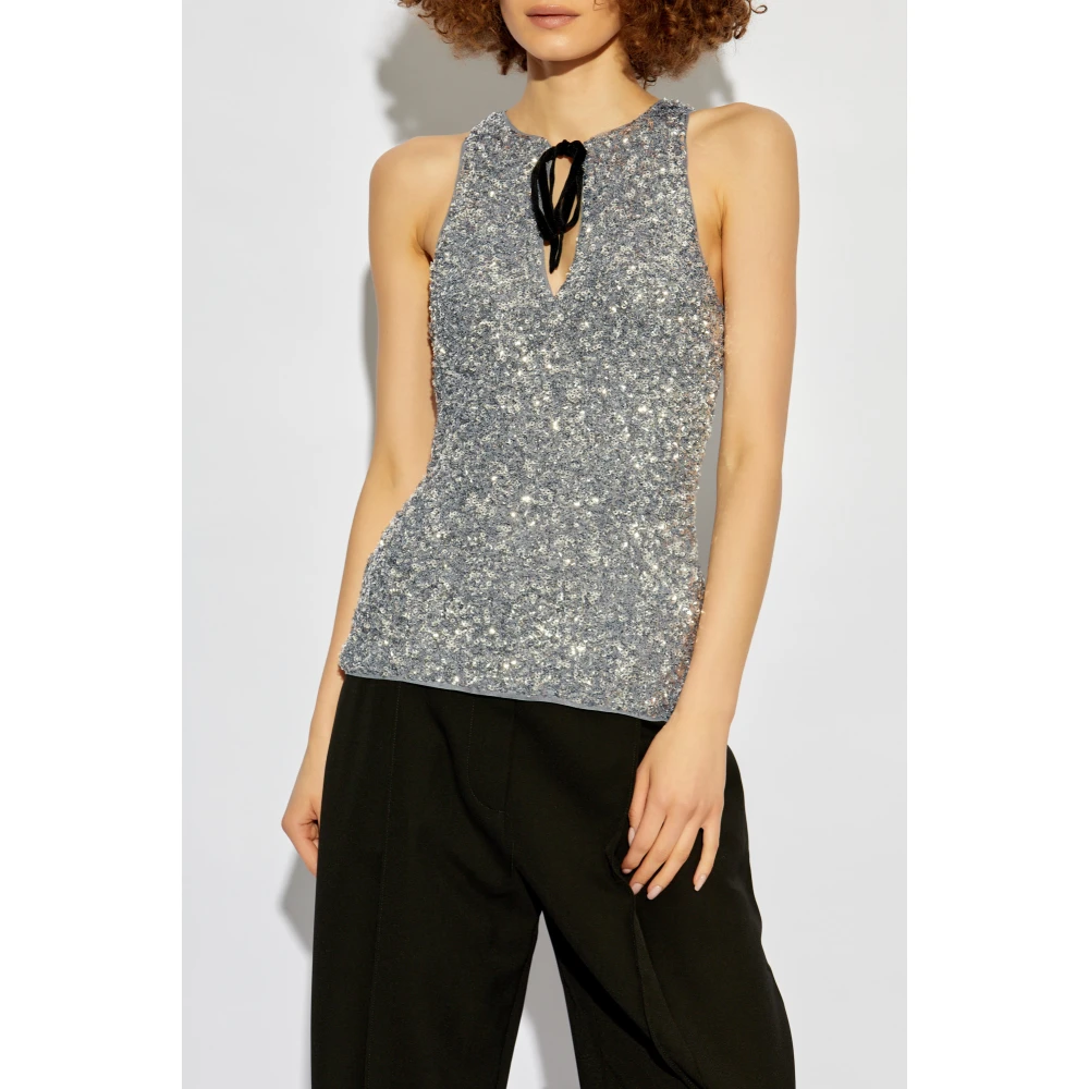 Ganni Paillettentop Gray Dames