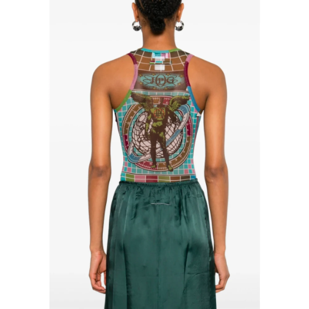 Jean Paul Gaultier Blauw Multicolor Mesh Body Print Multicolor Dames