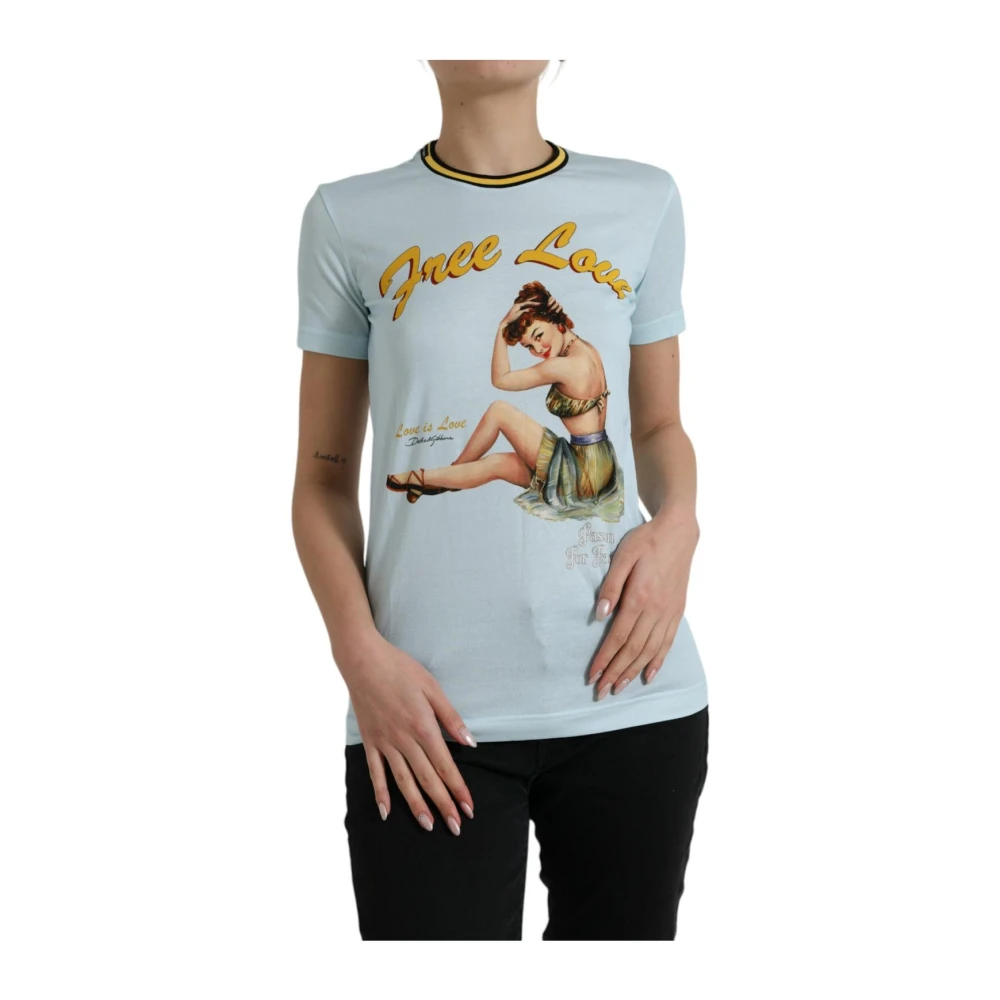 Dolce & Gabbana Women's Blue Free Love Graphic Tee