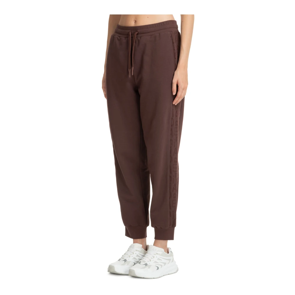 Emporio Armani EA7 Elastische taille joggers met logo Brown Dames