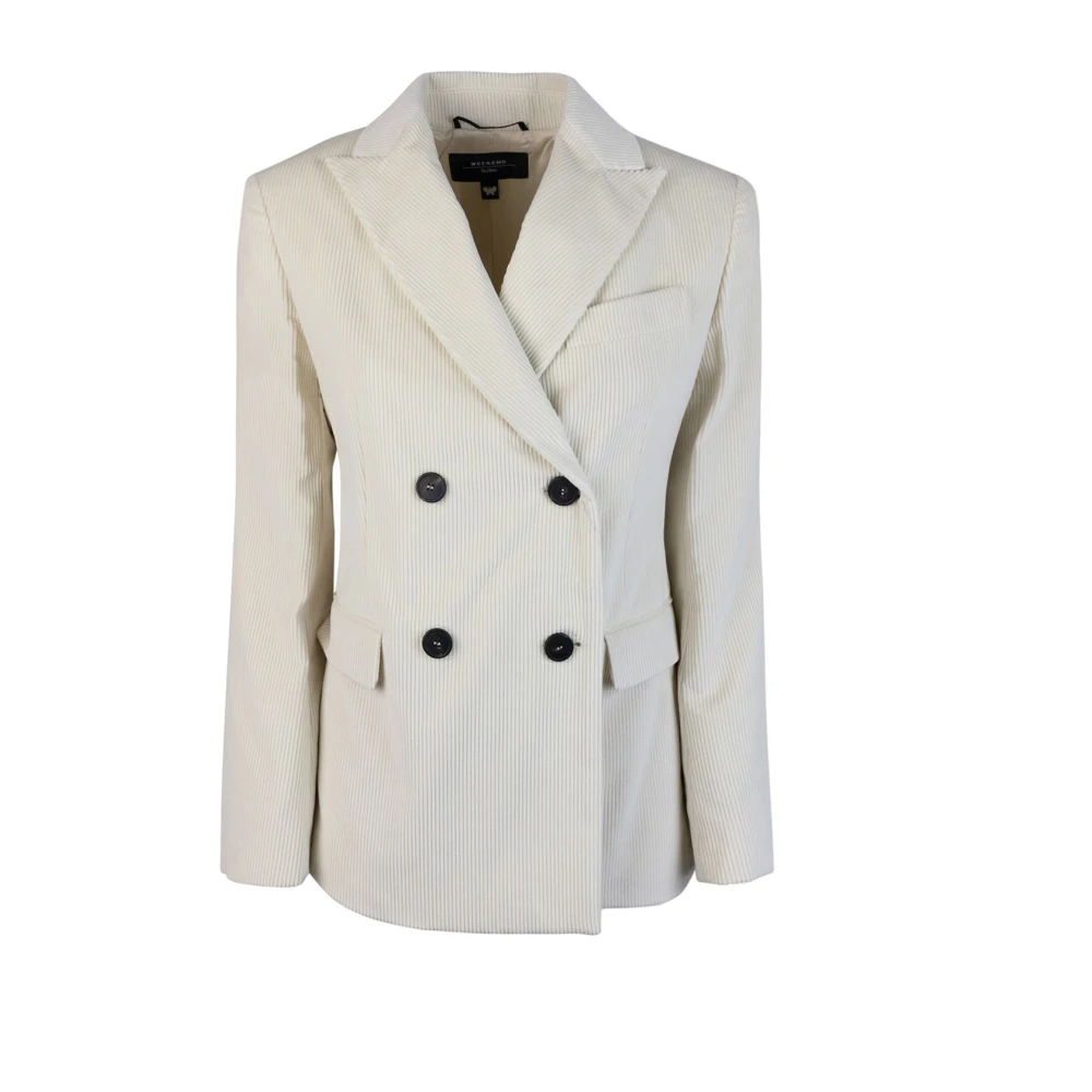 Max Mara Witte Katoenen Jas White Dames
