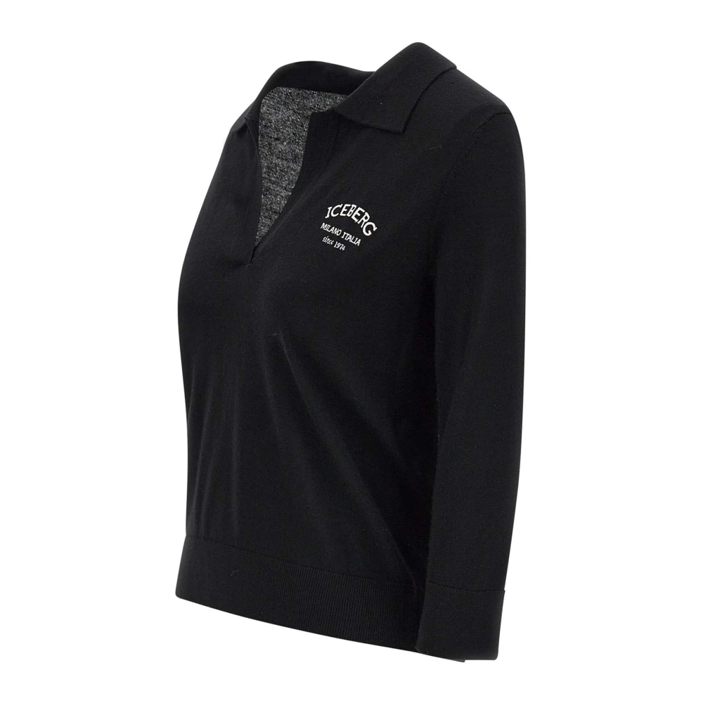 Iceberg Zwarte Wollen Trui met Logo Black Dames