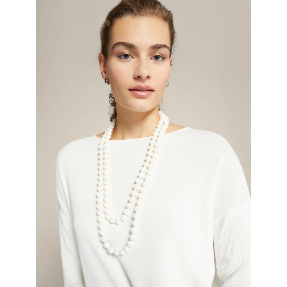 Elena Mirò Eco-Viscose Trui met Kettingdetail White Dames