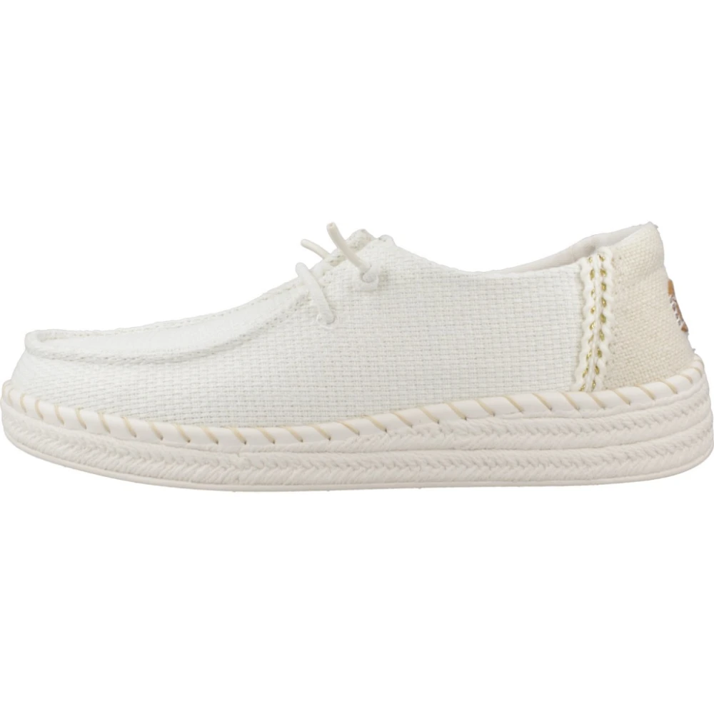 Hey Dude White Woven Espadrille Laced Shoes - Female - Laced Shoes - 8 Uk - Shoes