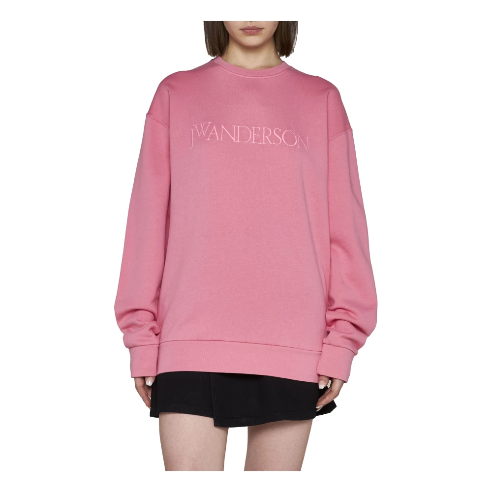 JW Anderson Roze Logo Borduurwerk Sweatshirt Pink Dames