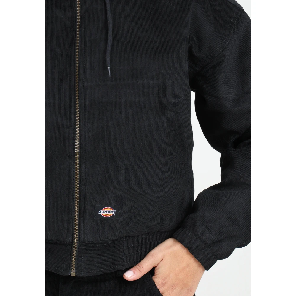 Dickies Zwarte Geribbelde Fluwelen Bomberjack Black Dames