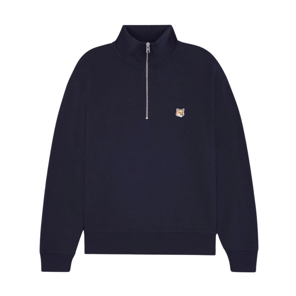 Maison Kitsuné Vos Katoenen Sweatshirt Blue Heren