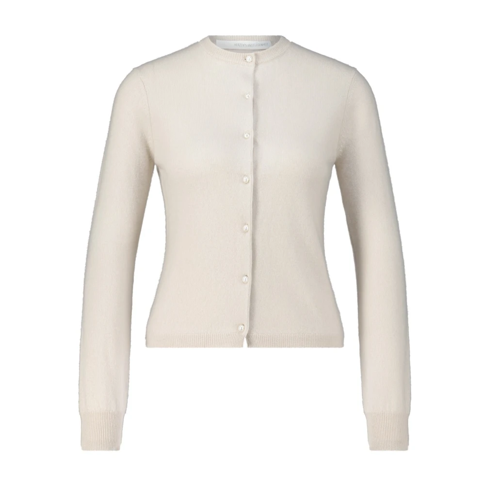 Herzen's Angelegenheit Kasjmier Vest met Parelknopen Beige Dames