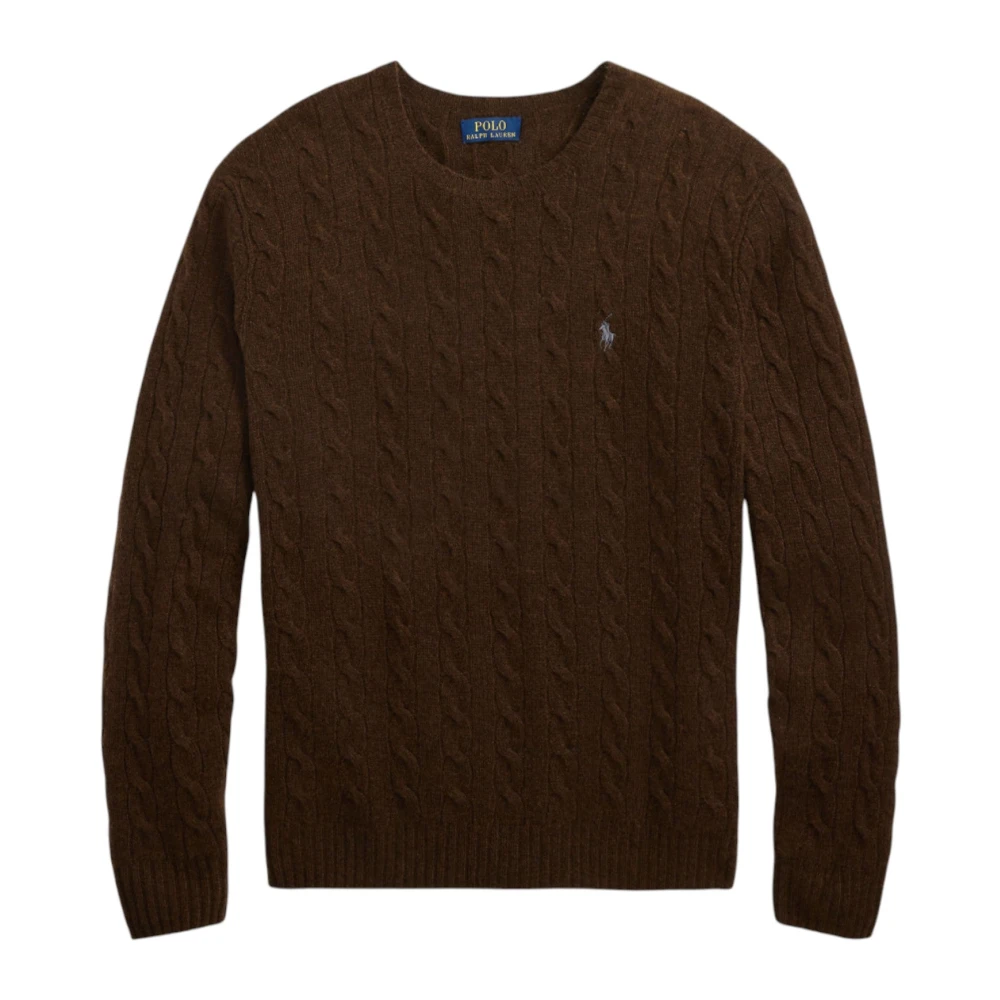 Ralph Lauren Men's Brown Round-Neck Knitwear, Xl, Cable-Knit Jumper