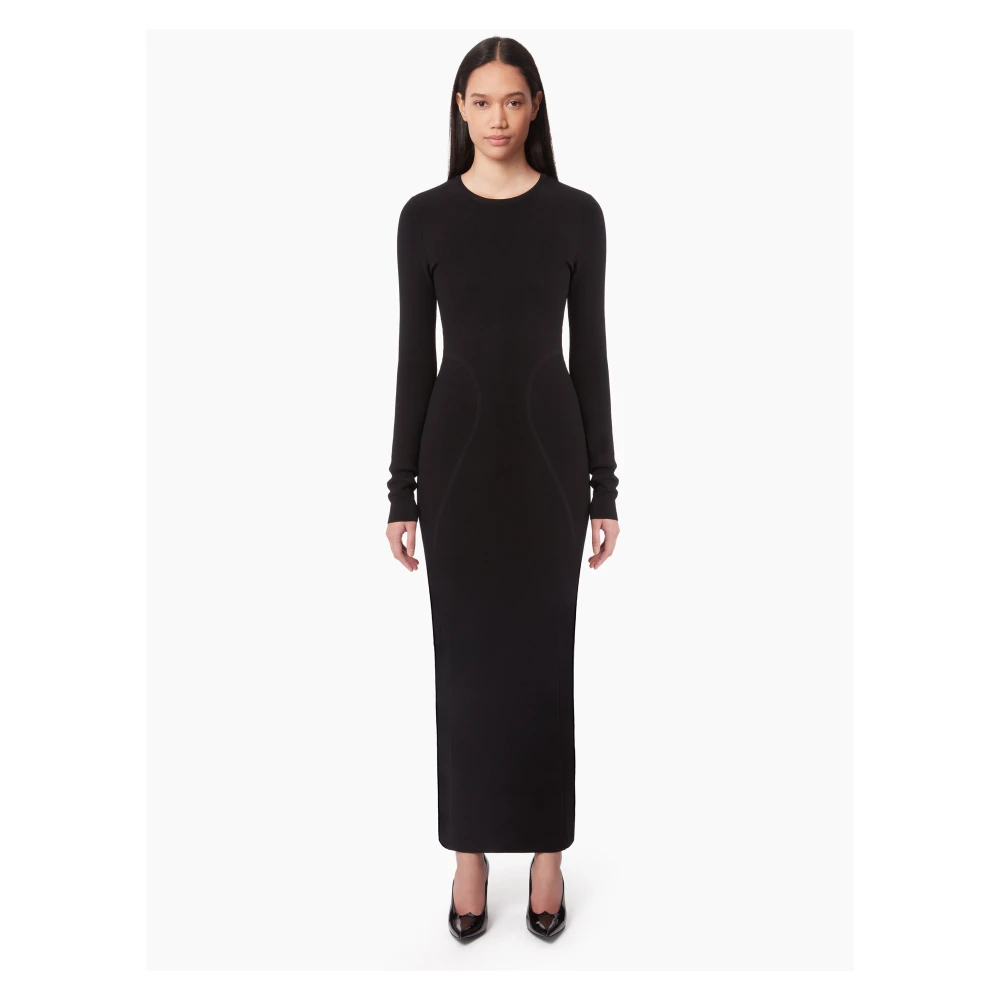 Nina Ricci Elegante Zwarte Rugloze Maxi Jurk Black Dames