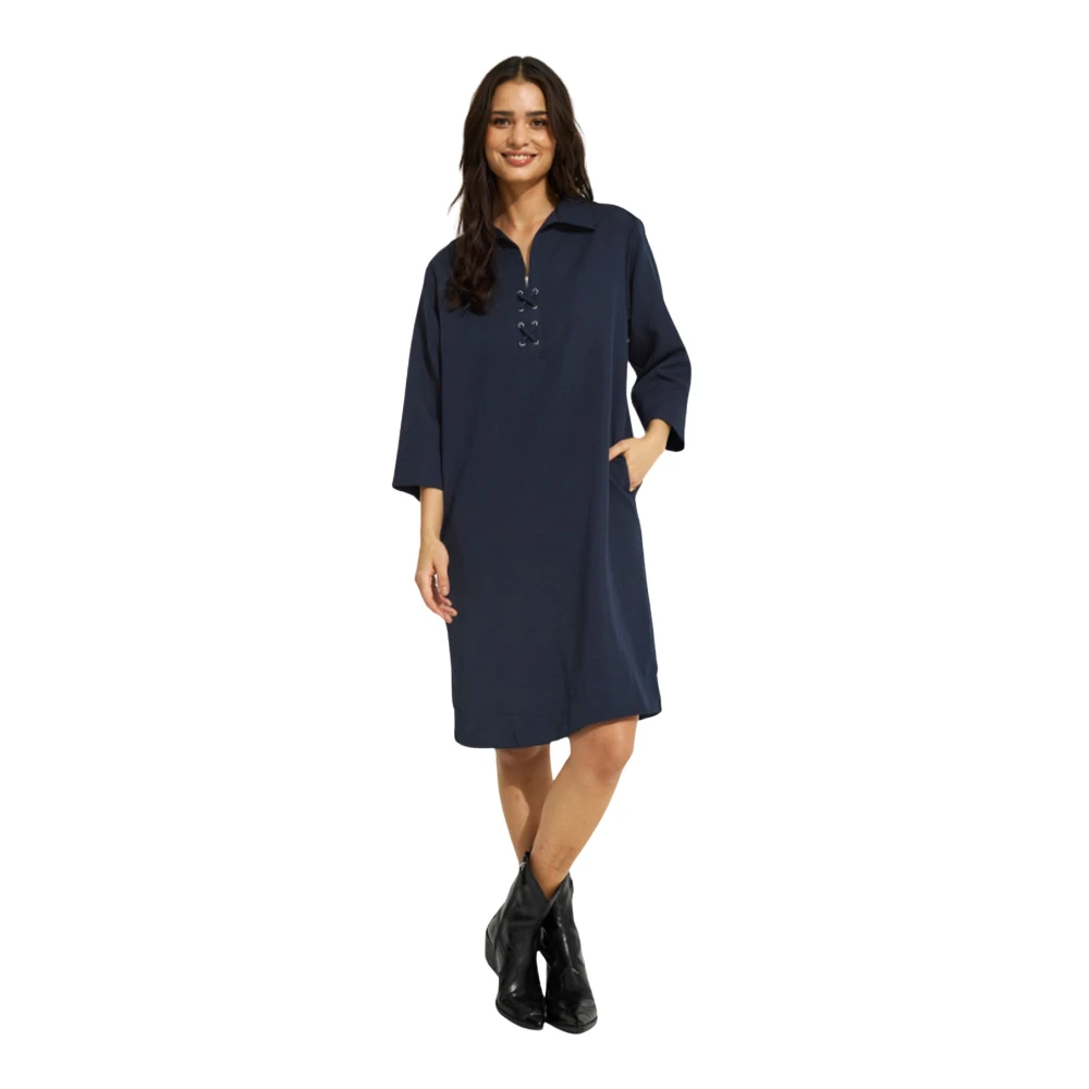 IN Front Navy Bea Jurk met Zachte Silhouet Blue Dames