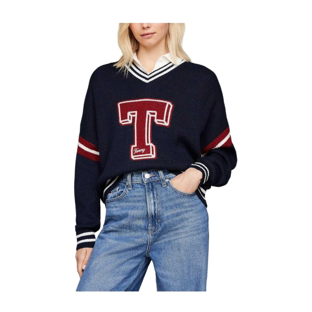 Tommy Hilfiger Bubble Cable Flag Sweater Blue Dames