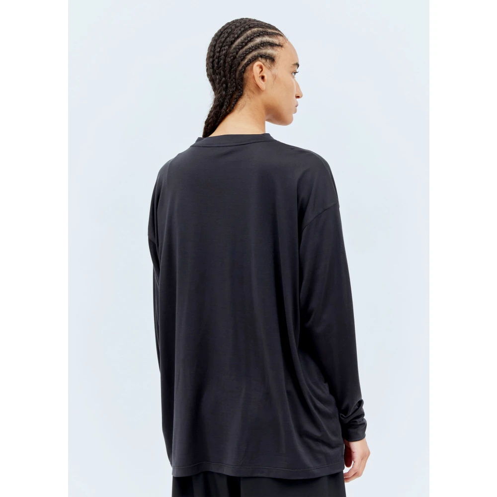 The Row Zijden Jersey Crewneck T-shirt Black Dames