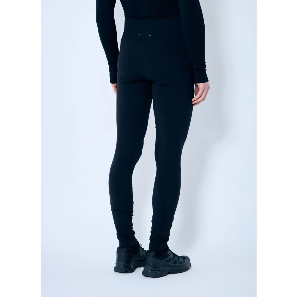 MM6 Maison Margiela Logo Print Textured Leggings Black Heren