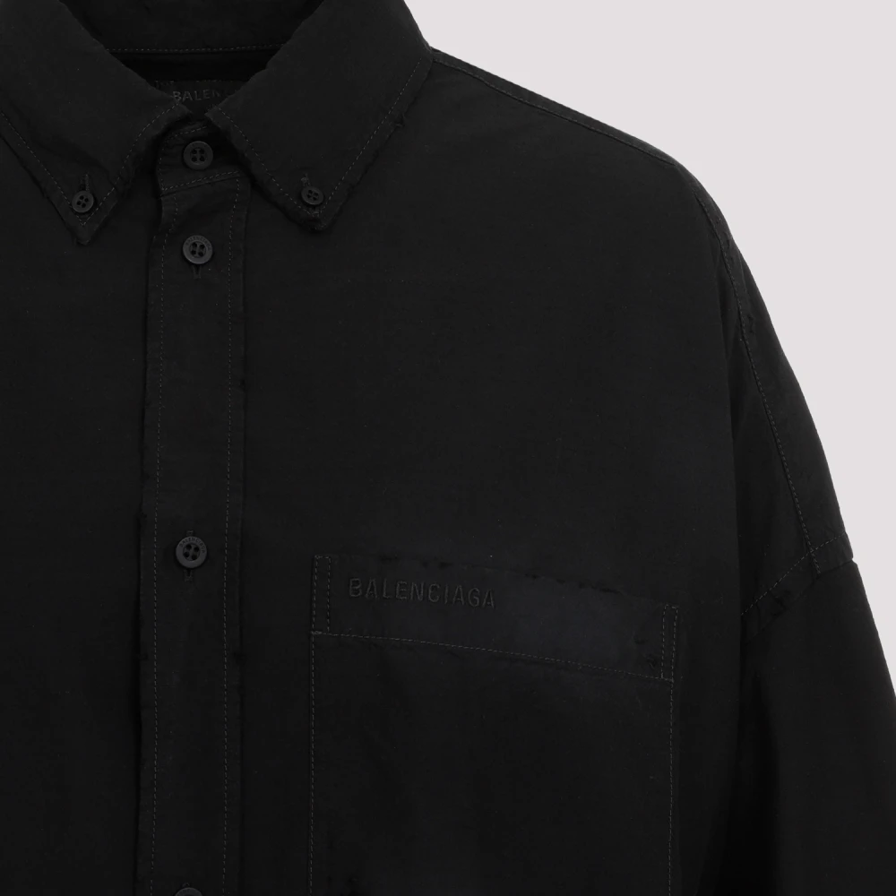 Balenciaga Zwarte Cocoon Lange Mouw Shirt Black Heren