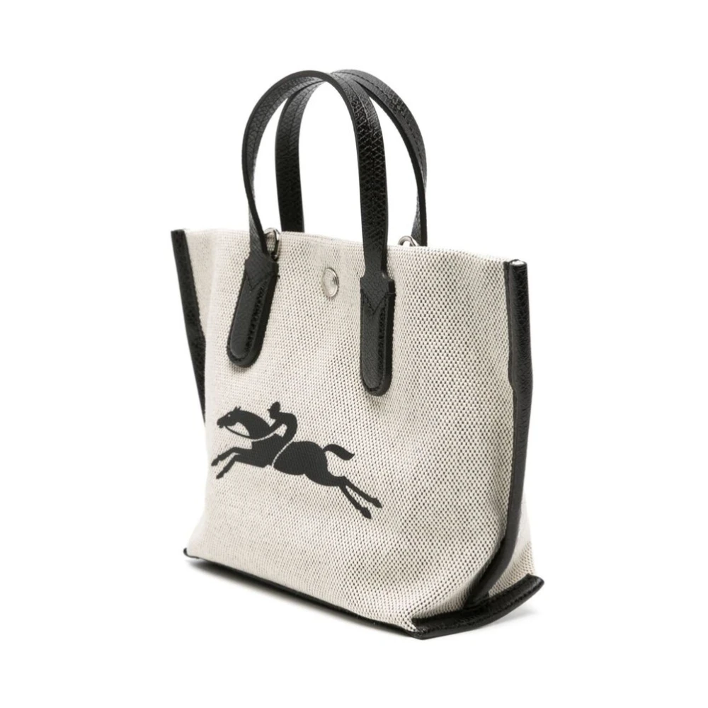 Longchamp Canvas Logo Print Schoudertas Beige Dames