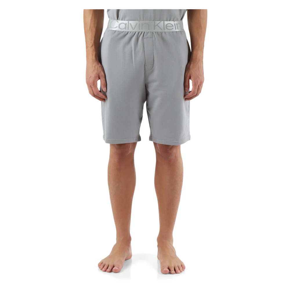 Calvin Klein Katoenmix Elastische Taille Shorts Gray Heren