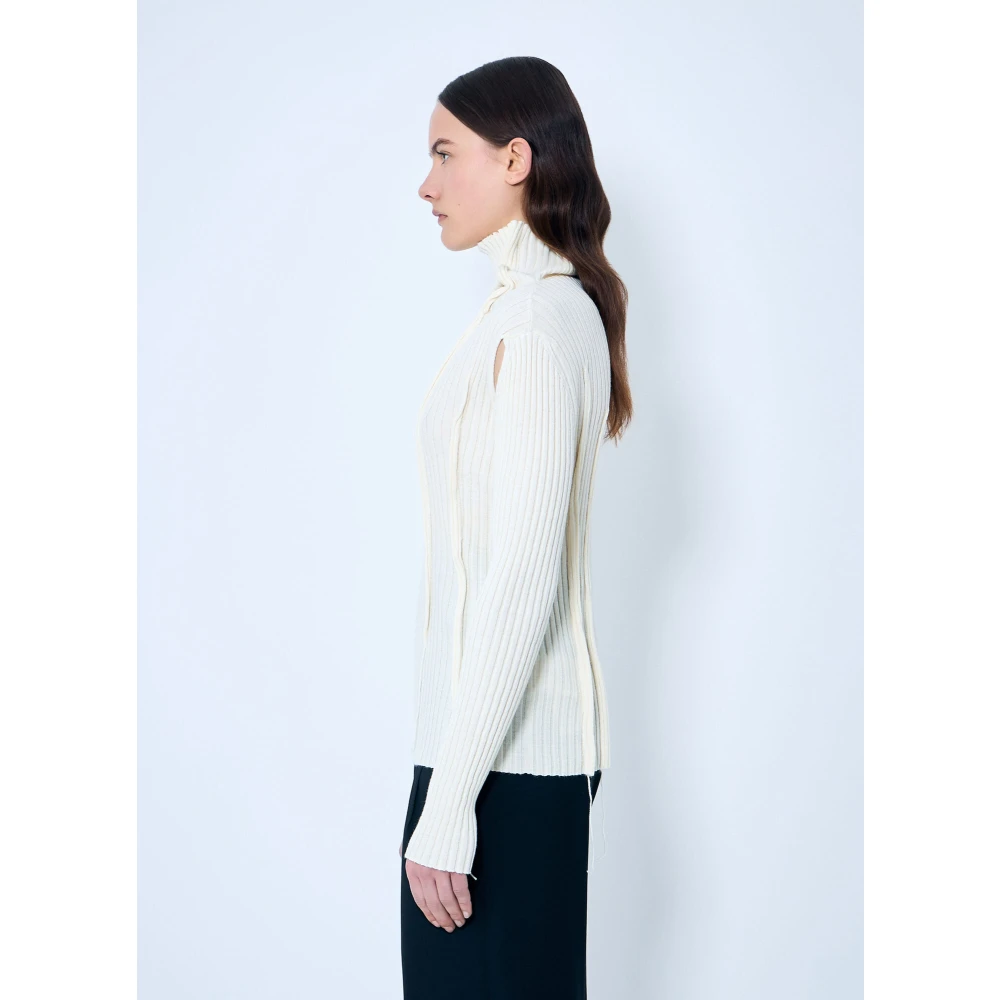 MM6 Maison Margiela Gestoorde ribtrui met uitsnijdingen White Dames