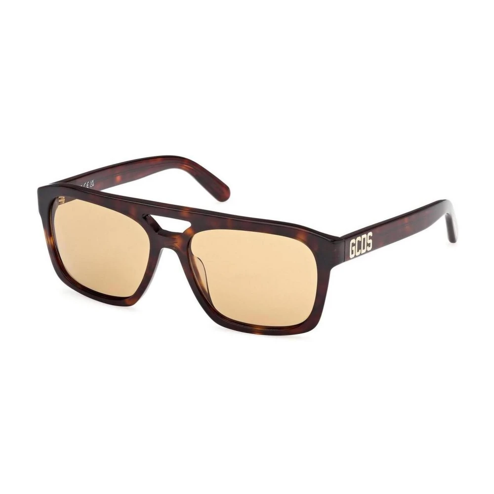 Gcds Brown Modern Rectangular Men's Sunglasses - Male - Sunglasses - 56 Mm - Accessories