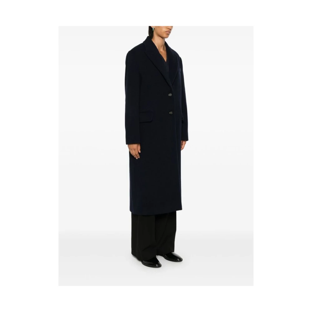 Calvin Klein Navy Blue Wollen Jas Blue Dames