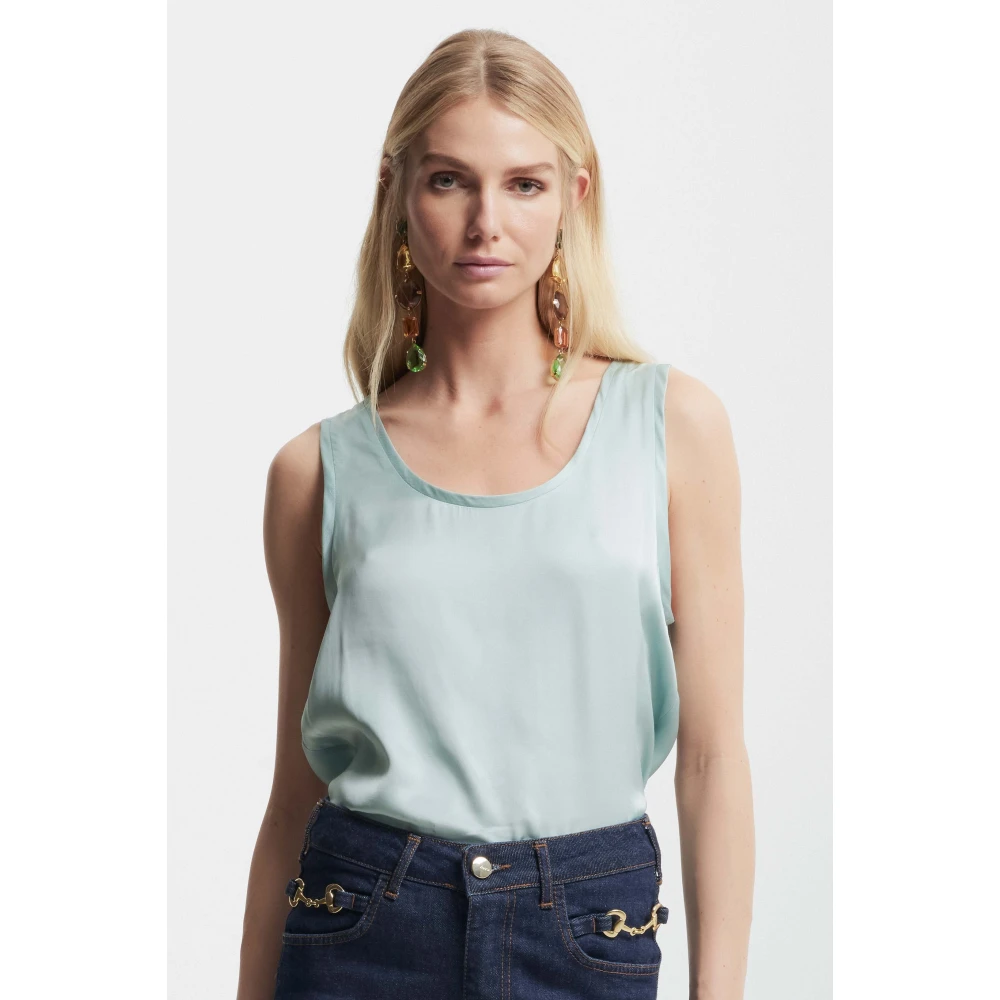 Kocca Minimalistische Ronde Hals Vest Top Green Dames