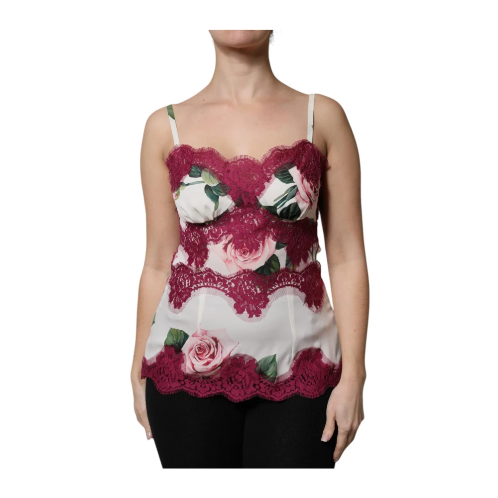 Dolce & Gabbana Women's White Rose Print Camisole Top