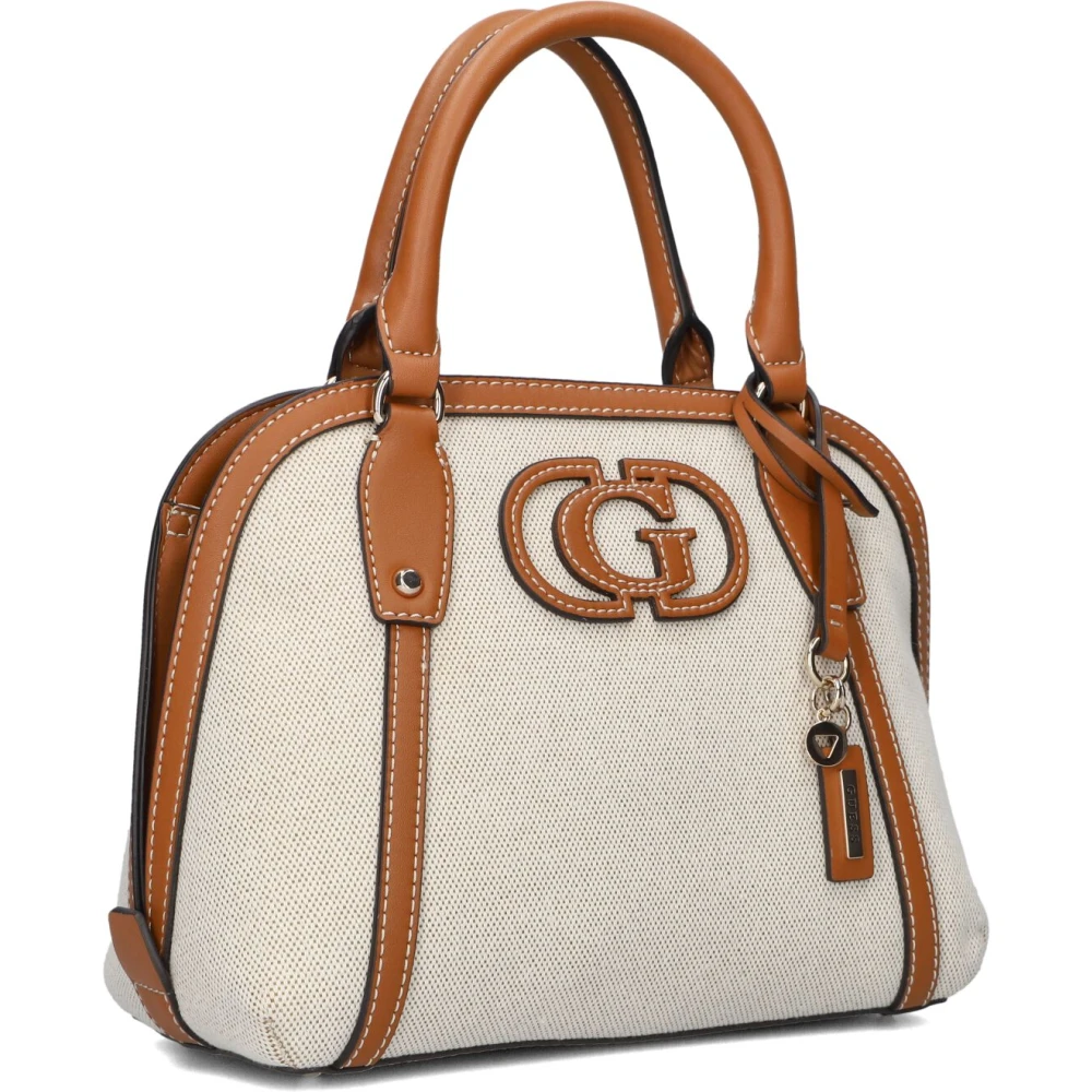 Guess Sebina Satchel Schoudertas Beige Dames